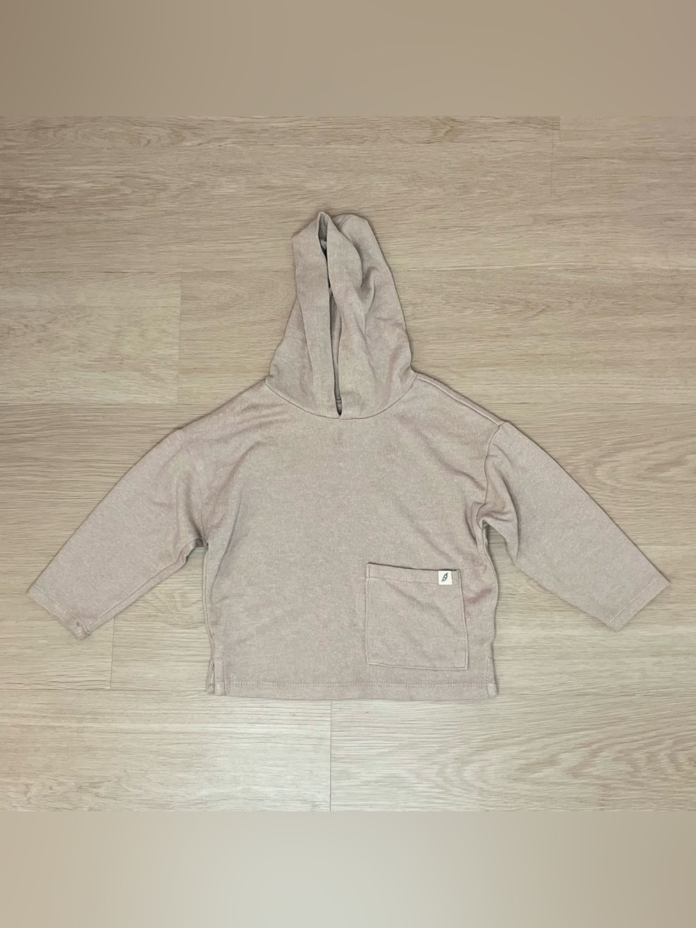 Easy Peasy Baby Hooded Pullover Top in Light Taupe - Size 18 Months
